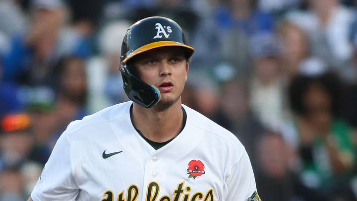 May 25, 2026; West Sacramento, California, USA; Athletics first baseman Nick Kurtz (16) prepares to throw his bat after drawing a walk and extended his on base streak during the third inning against the Seattle Mariners at Sutter Health Park. Mandatory Credit: Scott Marshall-Imagn Images May 25, 2026; West Sacramento, California, USA; Athletics first baseman Nick Kurtz (16) prepares to throw his bat after drawing a walk and extended his on base streak during the third inning against the Seattle Mariners at Sutter Health Park. Mandatory Credit: Scott Marshall-Imagn Images