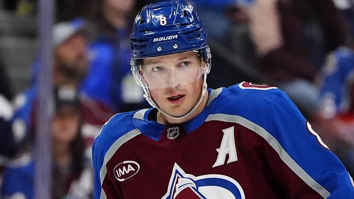 Apr 16, 2026; Denver, Colorado, USA; Colorado Avalanche defenseman Cale Makar (8) during the first period against the Seattle Kraken at Ball Arena. Mandatory Credit: Ron Chenoy-Imagn Images Apr 16, 2026; Denver, Colorado, USA; Colorado Avalanche defenseman Cale Makar (8) during the first period against the Seattle Kraken at Ball Arena. Mandatory Credit: Ron Chenoy-Imagn Images