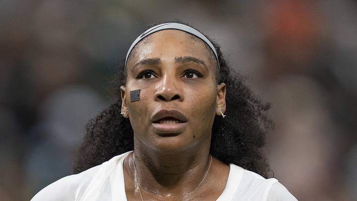 Serena Williams reacts to a point at Wimbledon