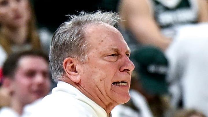 Michigan State's head coach Tom Izzo is called for a technical foul during the second half in the game against Michigan on Friday, Jan. 30, 2026, at the Breslin Center in East Lansing.