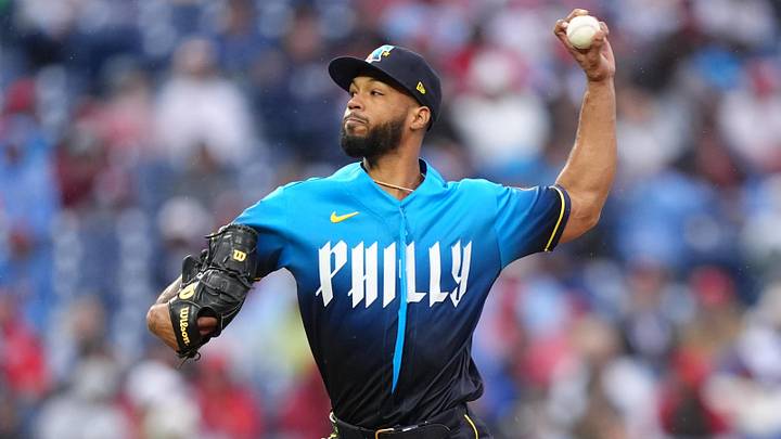 May 22, 2026; Philadelphia, Pennsylvania, USA; Philadelphia Phillies starting pitcher Cristopher Sanchez (61) throws a pitch against the Cleveland Guardians in the second inning at Citizens Bank Park. May 22, 2026; Philadelphia, Pennsylvania, USA; Philadelphia Phillies starting pitcher Cristopher Sanchez (61) throws a pitch against the Cleveland Guardians in the second inning at Citizens Bank Park.