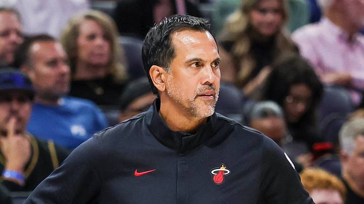 Oct 16, 2026; Orlando, Florida, USA;  Miami Heat head coach Erik Spoelstra during the second quarter against the Orlando Magic at Kia Center.  Mandatory Credit: Mike Watters-Imagn Images