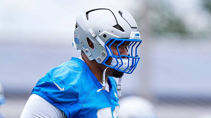 Detroit Lions offensive tackle Penei Sewell (58) practices during minicamp at Allen Park Performance Center Detroit Lions offensive tackle Penei Sewell (58) practices during minicamp at Allen Park Performance Center