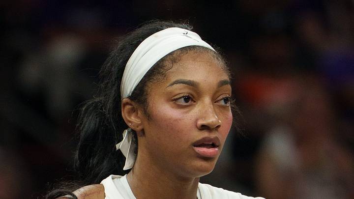 Aug 22, 2026; Phoenix, Arizona, USA;  Atlanta Dream forward Angel Reese (5) reacts in the fourth quarter against the Phoenix Mercury at Mortgage Matchup Center.  Mandatory Credit: Allan Henry-Imagn Images