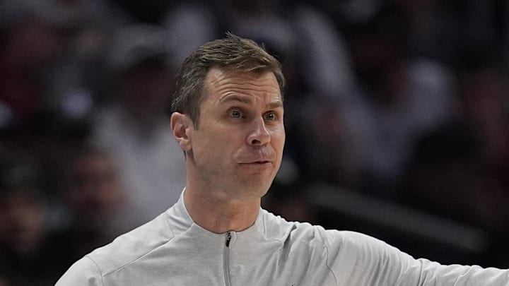 Mar 12, 2026; Charlotte, NC, USA; Duke Blue Devils head coach Jon Scheyer during the second half against the Florida State Seminoles at Spectrum Center. Mandatory Credit: Jim Dedmon-Imagn Images