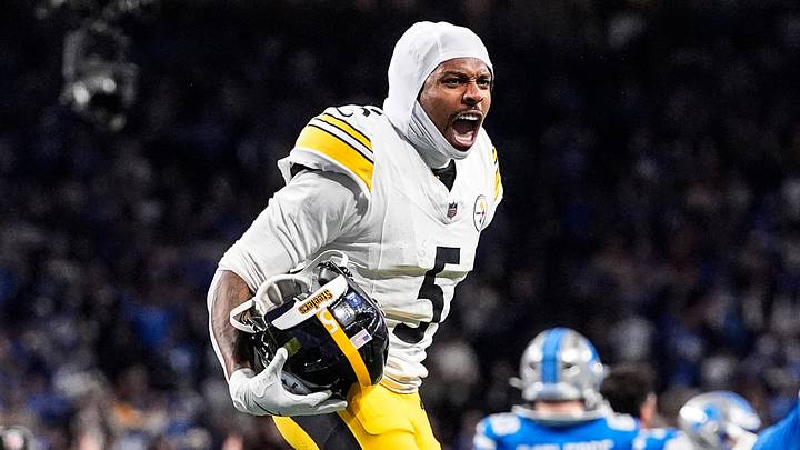 Pittsburgh Steelers cornerback Jalen Ramsey (5) celebrates 29-24 against Detroit Lions at Ford Field in Detroit on Sunday, Dec. 21, 2025. Pittsburgh Steelers cornerback Jalen Ramsey (5) celebrates 29-24 against Detroit Lions at Ford Field in Detroit on Sunday, Dec. 21, 2025.