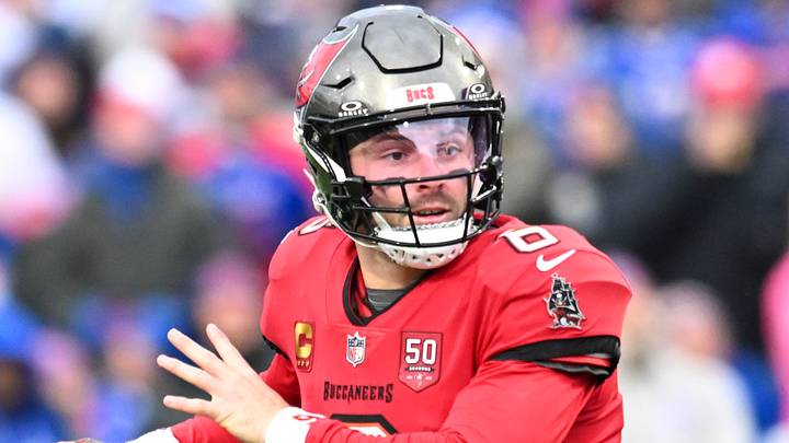 Nov 16, 2025; Orchard Park, New York, USA; Tampa Bay Buccaneers quarterback Baker Mayfield (6) scrambles against the Buffalo Bills during the second quarter of the game at Highmark Stadium. Mandatory Credit: Mark Konezny-Imagn Images Nov 16, 2025; Orchard Park, New York, USA; Tampa Bay Buccaneers quarterback Baker Mayfield (6) scrambles against the Buffalo Bills during the second quarter of the game at Highmark Stadium. Mandatory Credit: Mark Konezny-Imagn Images