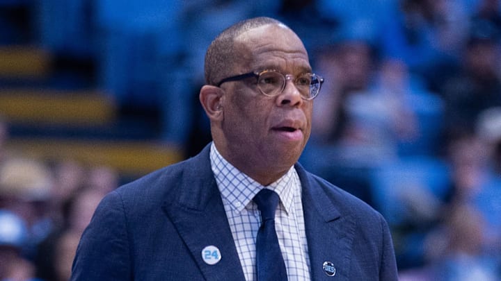 Dec 16, 2025; Chapel Hill, North Carolina, USA; North Carolina Tar Heels head coach Hubert Davis looks on during the second half against the ETSU Buccaneers at Dean E. Smith Center. Mandatory Credit: Scott Kinser-Imagn Images