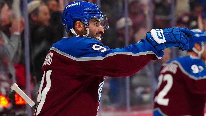 Oct 10, 2026; Denver, Colorado, USA; Colorado Avalanche center Nazem Kadri (91) reacts to a goal scored in the second period against the Toronto Maple Leafs at Ball Arena. Mandatory Credit: Ron Chenoy-Imagn Images Oct 10, 2026; Denver, Colorado, USA; Colorado Avalanche center Nazem Kadri (91) reacts to a goal scored in the second period against the Toronto Maple Leafs at Ball Arena. Mandatory Credit: Ron Chenoy-Imagn Images