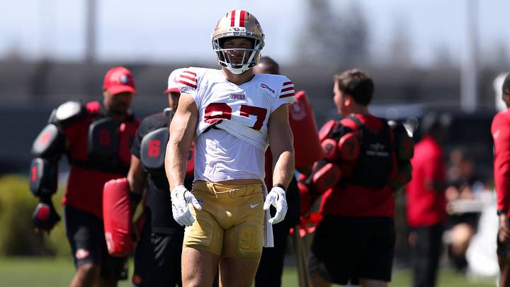 Aug 3, 2026; San Francisco, CA, USA; San Francisco 49ers defensive end Nick Bosa (97) during training camp at Levi's Stadium. Mandatory Credit: Sergio Estrada-Imagn Images Aug 3, 2026; San Francisco, CA, USA; San Francisco 49ers defensive end Nick Bosa (97) during training camp at Levi's Stadium. Mandatory Credit: Sergio Estrada-Imagn Images