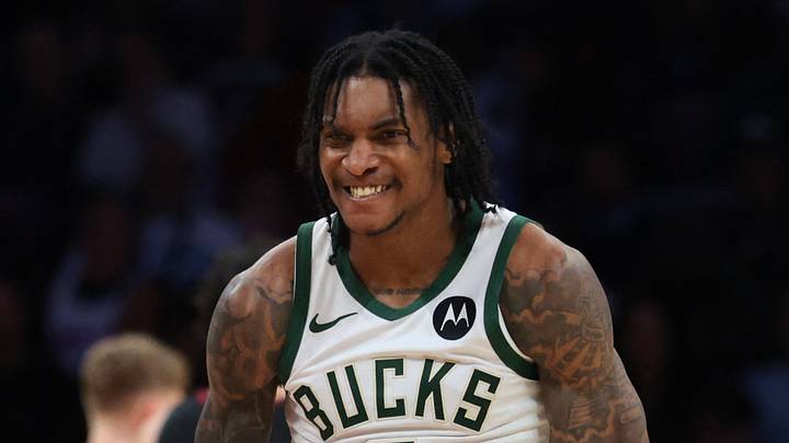 Milwaukee Bucks guard Kevin Porter Jr. (7) reacts against the Miami Heat during the fourth quarter at Kaseya Center on March 12, 2026.
