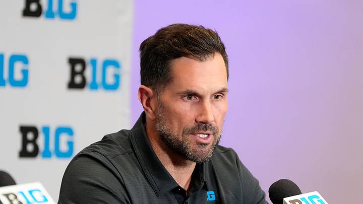Jul 23, 2025; Las Vegas, NV, USA; Former NFL quarterback Matt Leinart speaks to the media about The We Give Blood Drive during the Big Ten NCAA college football media days at Mandalay Bay Resort. 