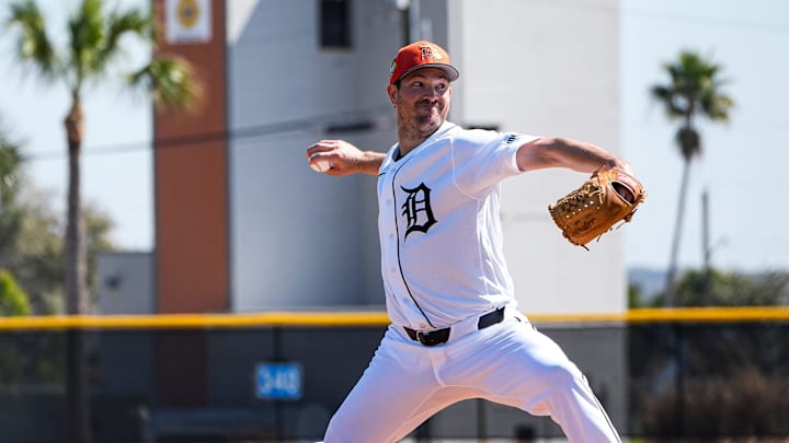 Detroit Tigers pitcher Drew Anderson throws.