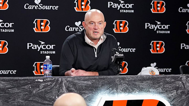 Cincinnati Bengals Director of Player Personnel Duke Tobin addresses the media during a press conference, Friday, Jan. 9, 2026, at Paycor Stadium in downtown Cincinnati. Cincinnati Bengals Director of Player Personnel Duke Tobin addresses the media during a press conference, Friday, Jan. 9, 2026, at Paycor Stadium in downtown Cincinnati.