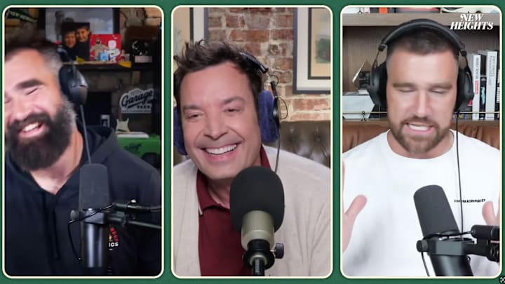 Travis Kelce joked about his drop with his brother and Jimmy Fallon. Travis Kelce joked about his drop with his brother and Jimmy Fallon.