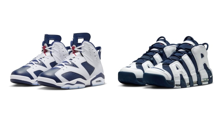 The Air Jordan 6 and Nike Air More Uptempo. The Air Jordan 6 and Nike Air More Uptempo.