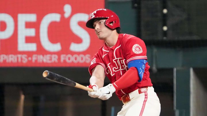 Texas Rangers first baseman Justin Foscue. Texas Rangers first baseman Justin Foscue.