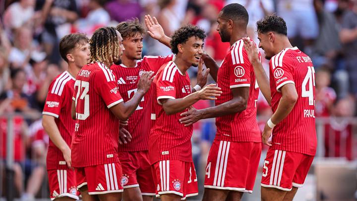 Bayern Munich players celebrating during win in the pre-season.
