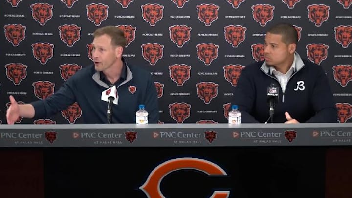 Ben Johnson and Ryan Poles address the draft after bringing in eight new Bears. Ben Johnson and Ryan Poles address the draft after bringing in eight new Bears.