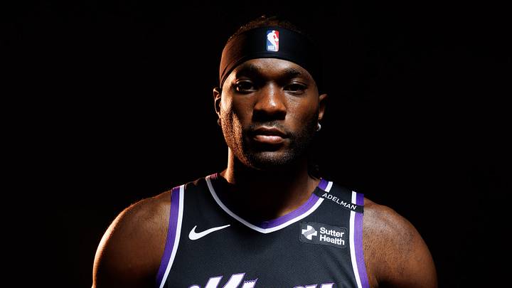 Sep 28, 2026; Sacramento, CA, USA;  Sacramento Kings forward Precious Achiuwa (9) during media day at Golden 1 Center.  Mandatory Credit: Sergio Estrada-Imagn Images