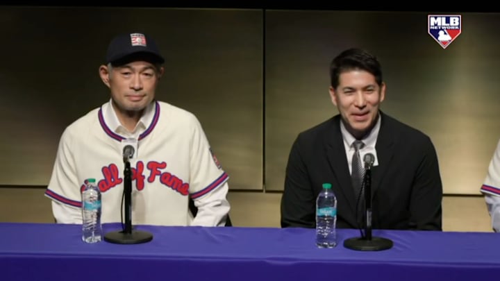 Ichiro Suzuki at a Hall of Fame news conference on Jan. 23, 2025.