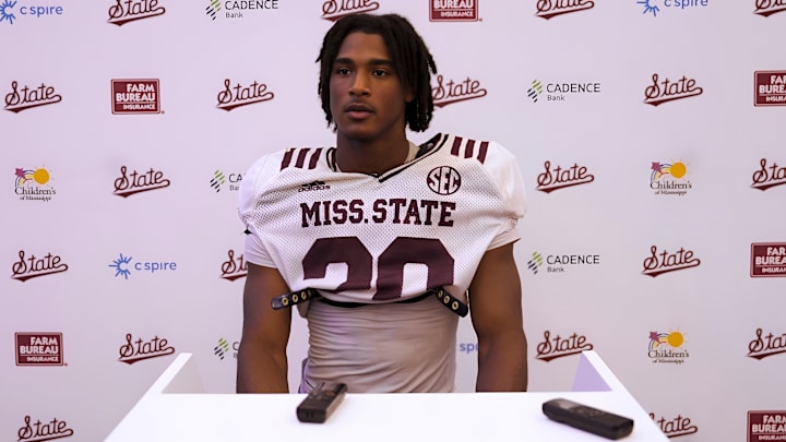 Mississippi State cornerback Jett Jefferson talks to reporters after Wednesday's practice.
