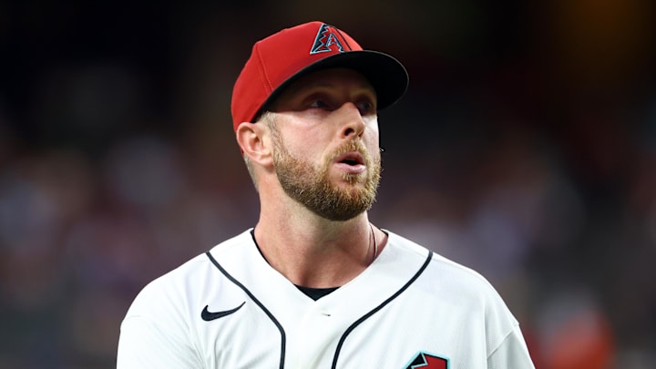 Apr 21, 2026; Phoenix, Arizona, USA; Arizona Diamondbacks pitcher Merrill Kelly against the Chicago White Sox at Chase Field. Mandatory Credit: Mark J. Rebilas-Imagn Images
