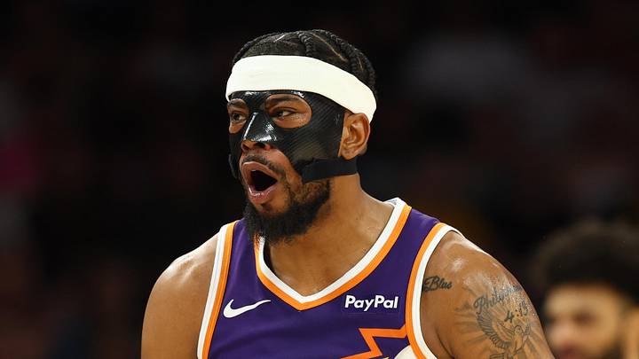 Mar 24, 2026; Phoenix, Arizona, USA; Phoenix Suns guard Jordan Goodwin (23) against the Denver Nuggets in the second half at Mortgage Matchup Center. Mandatory Credit: Mark J. Rebilas-Imagn Images Mar 24, 2026; Phoenix, Arizona, USA; Phoenix Suns guard Jordan Goodwin (23) against the Denver Nuggets in the second half at Mortgage Matchup Center. Mandatory Credit: Mark J. Rebilas-Imagn Images
