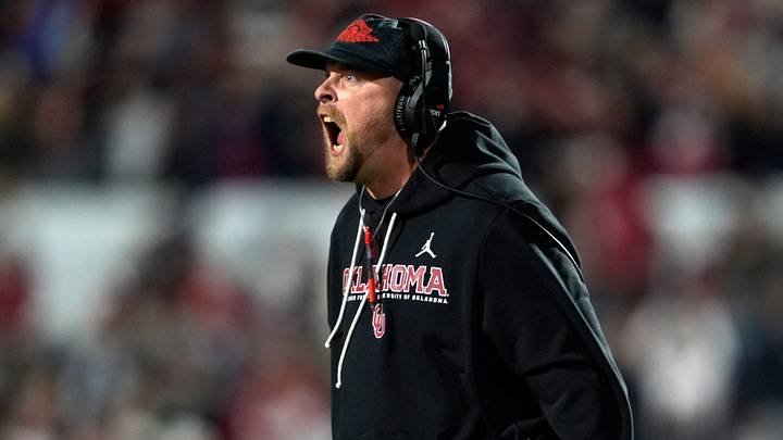 Oklahoma offensive coordinator Ben Arbuckle celebrates during a college football game between the University of Oklahoma Sooners (OU) and the LSU Tigers at Gaylord Family – Oklahoma Memorial Stadium in Norman, Okla., Saturday, Nov. 29, 2025. Oklahoma won 17-13. Oklahoma offensive coordinator Ben Arbuckle celebrates during a college football game between the University of Oklahoma Sooners (OU) and the LSU Tigers at Gaylord Family – Oklahoma Memorial Stadium in Norman, Okla., Saturday, Nov. 29, 2025. Oklahoma won 17-13.