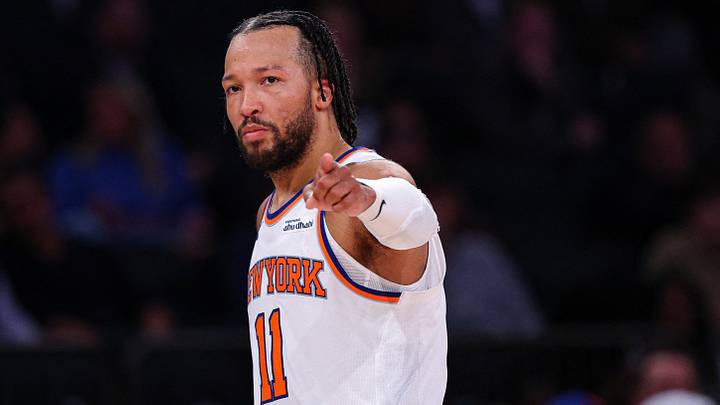 Oct 15, 2026; New York, New York, USA;  New York Knicks point guard Jalen Brunson (11) reacts during the second half against the Toronto Raptors at Madison Square Garden.  Mandatory Credit: Vincent Carchietta-Imagn Images