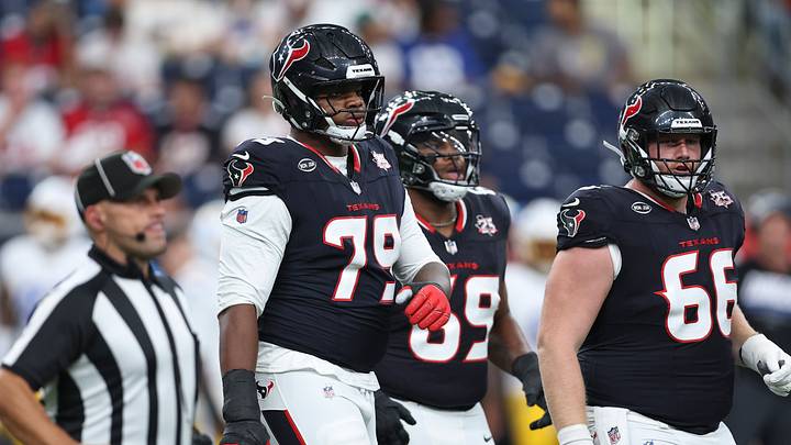 Aug 13, 2026; Houston, Texas, USA; Houston Texans tackle Aireontae Ersery (79) during the game against the Los Angeles Chargers at Reliant Stadium. Mandatory Credit: Troy Taormina-Imagn Images Aug 13, 2026; Houston, Texas, USA; Houston Texans tackle Aireontae Ersery (79) during the game against the Los Angeles Chargers at Reliant Stadium. Mandatory Credit: Troy Taormina-Imagn Images
