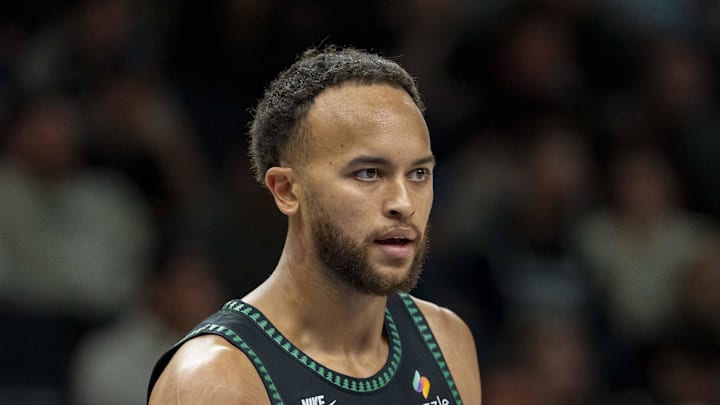 Mar 3, 2026; Minneapolis, Minnesota, USA; Minnesota Timberwolves forward Kyle Anderson (12) in the first half against the Memphis Grizzlies at Target Center. Mandatory Credit: Jesse Johnson-Imagn Images
