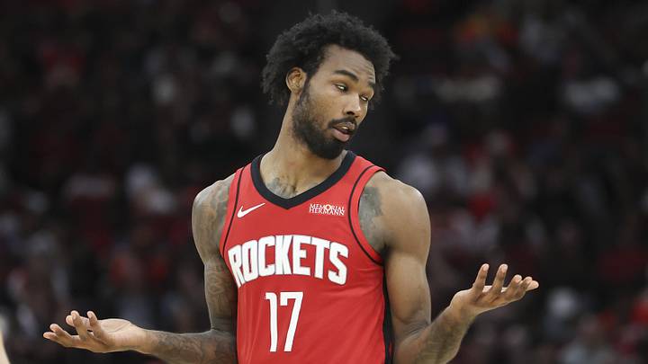 Apr 12, 2026; Houston, Texas, USA; Houston Rockets forward Tari Eason (17) reacts after scoring a basket during the second quarter against the Memphis Grizzlies at Toyota Center. Mandatory Credit: Troy Taormina-Imagn Images Apr 12, 2026; Houston, Texas, USA; Houston Rockets forward Tari Eason (17) reacts after scoring a basket during the second quarter against the Memphis Grizzlies at Toyota Center. Mandatory Credit: Troy Taormina-Imagn Images