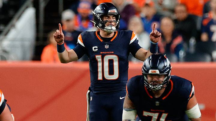 Sep 29, 2025; Denver, Colorado, USA; Denver Broncos quarterback Bo Nix (10) prepares to take a snap during the second quarter against the Cincinnati Bengals at Empower Field at Mile High. Sep 29, 2025; Denver, Colorado, USA; Denver Broncos quarterback Bo Nix (10) prepares to take a snap during the second quarter against the Cincinnati Bengals at Empower Field at Mile High.