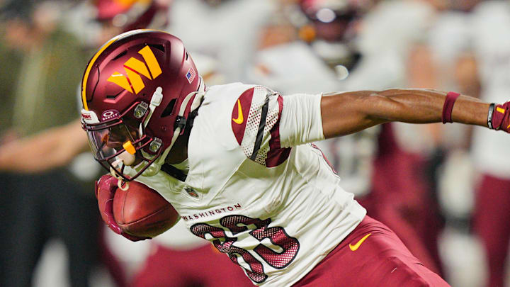 Kansas City Chiefs defensive back Kevin Knowles tackles Washington Commanders wide receiver Jaylin Lane. Kansas City Chiefs defensive back Kevin Knowles tackles Washington Commanders wide receiver Jaylin Lane.