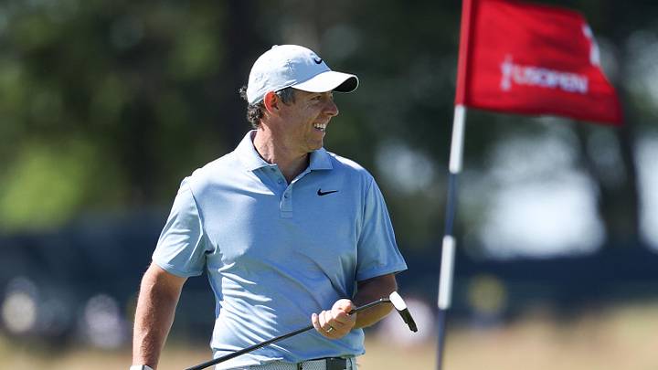 Rory McIlroy on hole 7 at Shinnecock Hills during a practice round for the 2026 U.S. Open