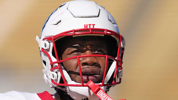 Oct 19, 2024; Berkeley, California, USA; North Carolina State Wolfpack offensive tackle Jacarrius Peak (65) before the game against the California Golden Bears at California Memorial Stadium. Mandatory Credit: Darren Yamashita-Imagn Images
