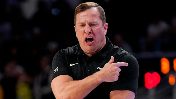 Iowa State Cyclones head coach T.J. Otzelberger reacts to an official in the first half of the NCAA Big 12 basketball game between the Cincinnati Bearcats and the Iowa State Cyclones at Fifth Third Stadium in Cincinnati on Saturday, Jan. 17, 2026.