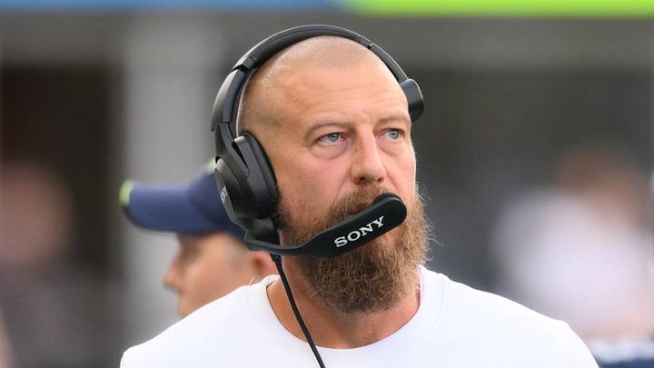 Seattle Seahawks offensive coordinator Brian Fleury during Week 1