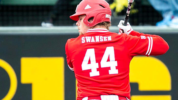 Nebraska Cornhuskers' Gabe Swansen bats during baseball game