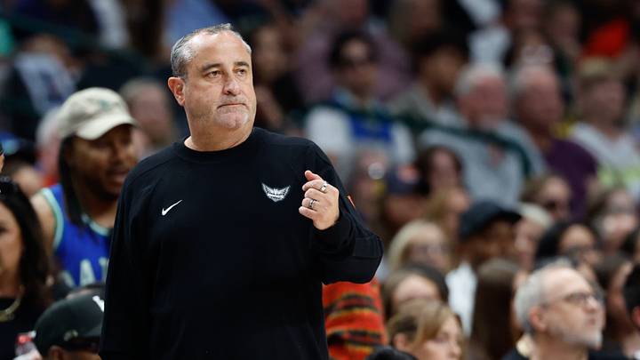 Aug 20, 2026; Dallas, Texas, USA;  Dallas Wings head coach Jose Fernandez look on during the first half against the Indiana Fever at American Airlines Center.  Mandatory Credit: Chris Jones-Imagn Images