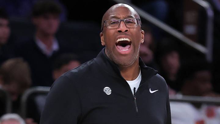 New York Knicks head coach Mike Brown coaches against the Detroit Pistons during the fourth quarter at Madison Square Garden. Mandatory Credit: Brad Penner-Imagn Images