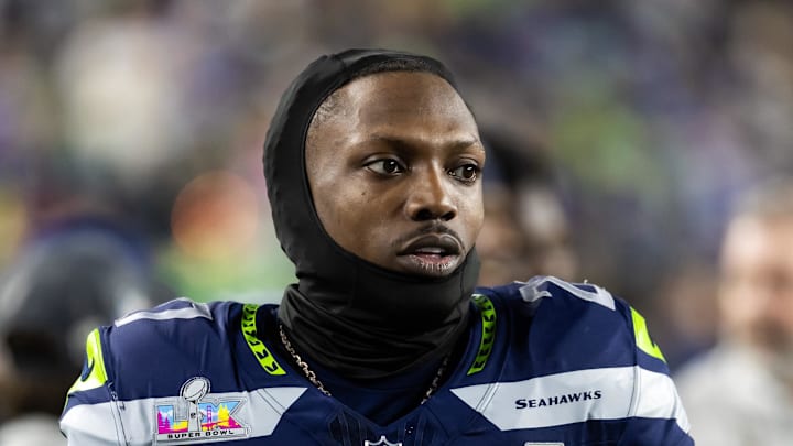 Former Seattle Seahawks cornerback Riq Woolen on the sidelines