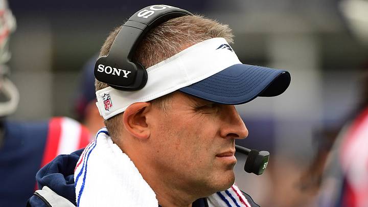 Sep 20, 2026; Foxborough, Massachusetts, USA;  New England Patriots offensive coordinator Josh McDaniels during the second half against the Pittsburgh Steelers at Gillette Stadium. Mandatory Credit: Bob DeChiara-Imagn Images