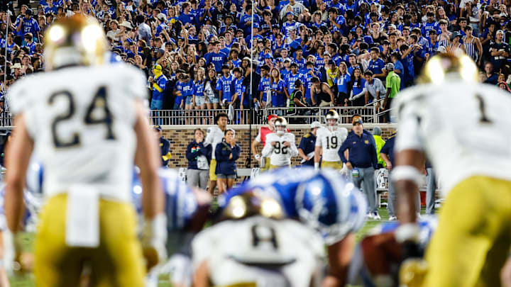 Sep 30, 2023; Durham, North Carolina, USA; Duke Blue Devils fans at the 2nd half of the game against