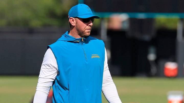 Jacksonville Jaguars head coach Liam Coen looks on during an NFL training camp session at the Miller Electric Center, Thursday, Aug. 14, 2025 in Jacksonville, Fla. Jacksonville Jaguars head coach Liam Coen looks on during an NFL training camp session at the Miller Electric Center, Thursday, Aug. 14, 2025 in Jacksonville, Fla.