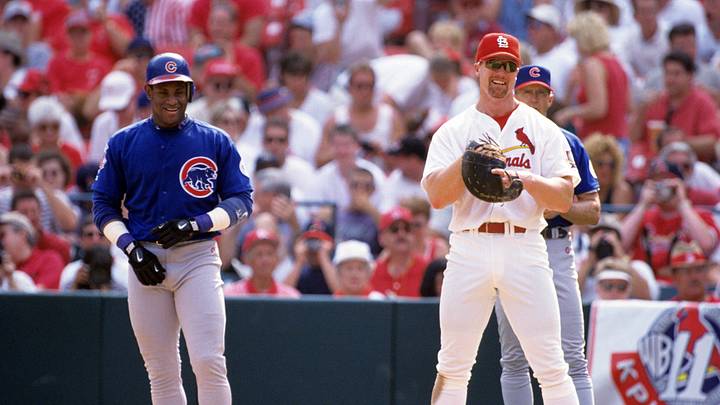 St. Louis Cardinals first baseman Mark McGwire and Chicago Cubs right fielder Sammy Sosa were two of the most prolific power hitters of their era. St. Louis Cardinals first baseman Mark McGwire and Chicago Cubs right fielder Sammy Sosa were two of the most prolific power hitters of their era.