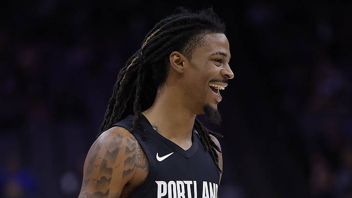 Oct 13, 2026; Sacramento, California, USA; Portland Trail Blazers guard Ja Morant (1) smiles after a play against the Sacramento Kings during the second quarter at Golden 1 Center. Mandatory Credit: Kelley L Cox-Imagn Images Oct 13, 2026; Sacramento, California, USA; Portland Trail Blazers guard Ja Morant (1) smiles after a play against the Sacramento Kings during the second quarter at Golden 1 Center. Mandatory Credit: Kelley L Cox-Imagn Images
