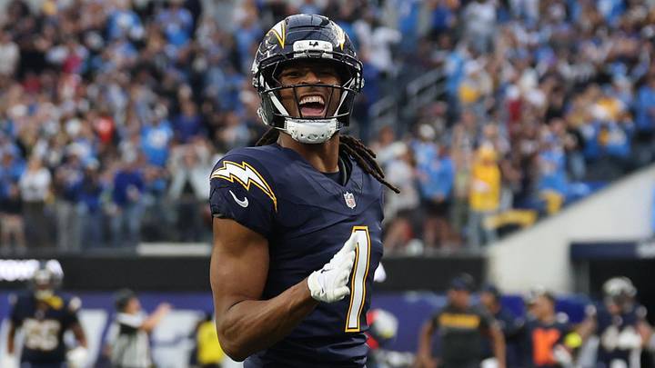 Dec 27, 2025; Inglewood, California, USA; Los Angeles Chargers wide receiver Quentin Johnston (1) reacts after making a 60-yard reception against the Houston Texans during the first half at SoFi Stadium. Mandatory Credit: Kiyoshi Mio-Imagn Images Dec 27, 2025; Inglewood, California, USA; Los Angeles Chargers wide receiver Quentin Johnston (1) reacts after making a 60-yard reception against the Houston Texans during the first half at SoFi Stadium. Mandatory Credit: Kiyoshi Mio-Imagn Images