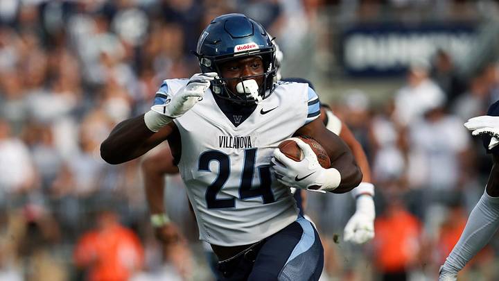 Sep 13, 2025; University Park, Pennsylvania, USA; Villanova Wildcats running back David Avit (24) runs with the ball during the second quarter against the Penn State Nittany Lions at Beaver Stadium. Mandatory Credit: Matthew O'Haren-Imagn Images Sep 13, 2025; University Park, Pennsylvania, USA; Villanova Wildcats running back David Avit (24) runs with the ball during the second quarter against the Penn State Nittany Lions at Beaver Stadium. Mandatory Credit: Matthew O'Haren-Imagn Images